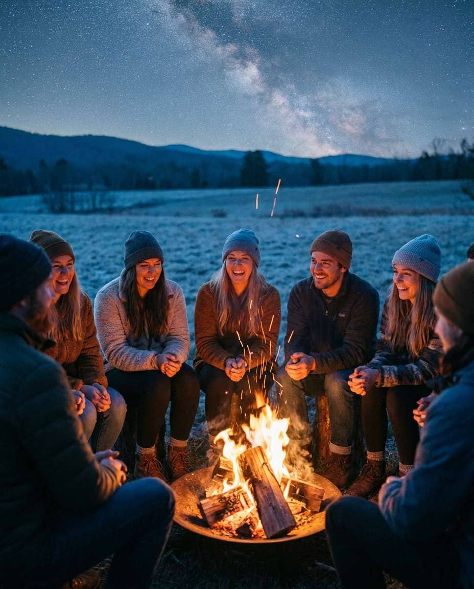 night sky bonfire photo