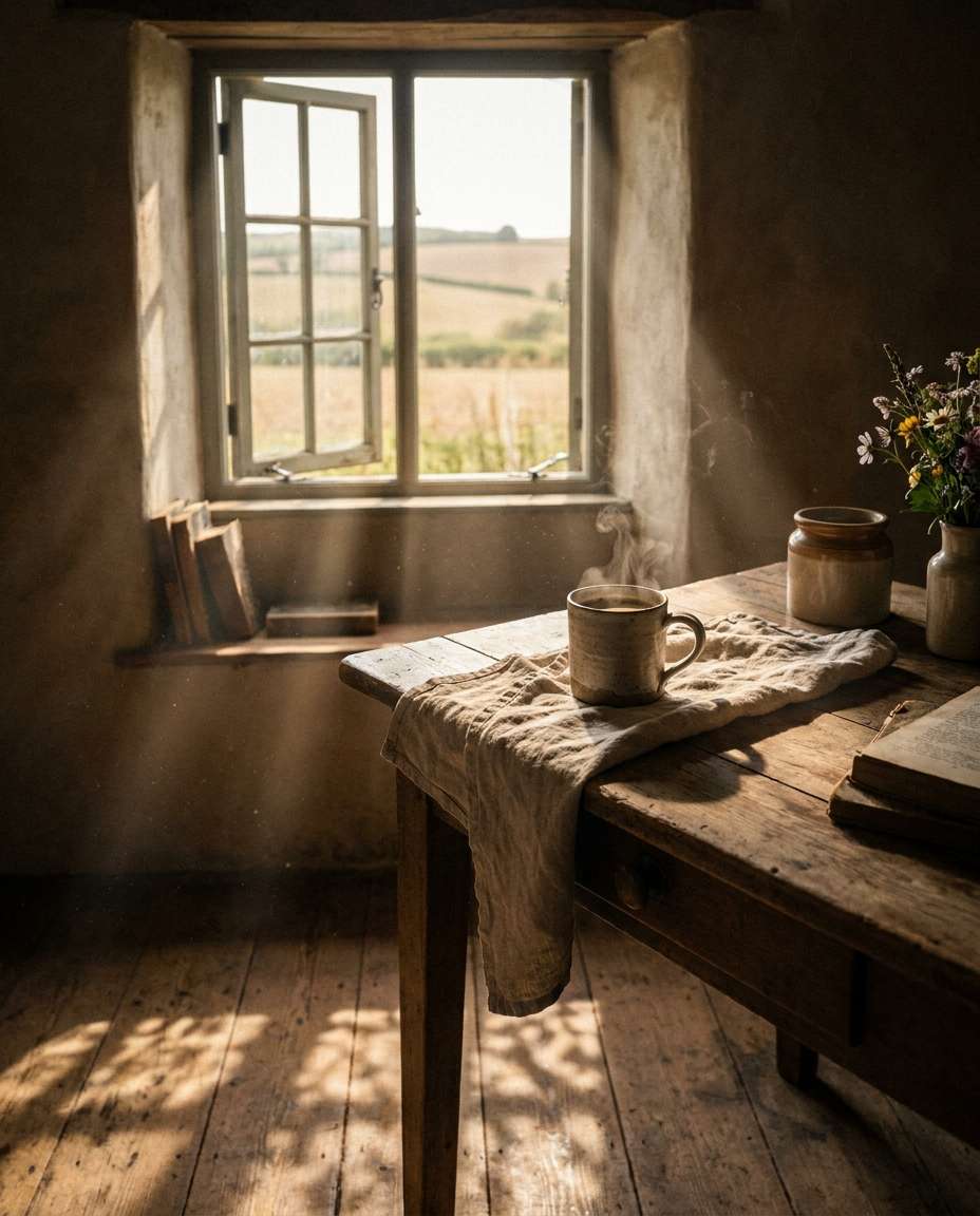 farmhouse coffee steam photo