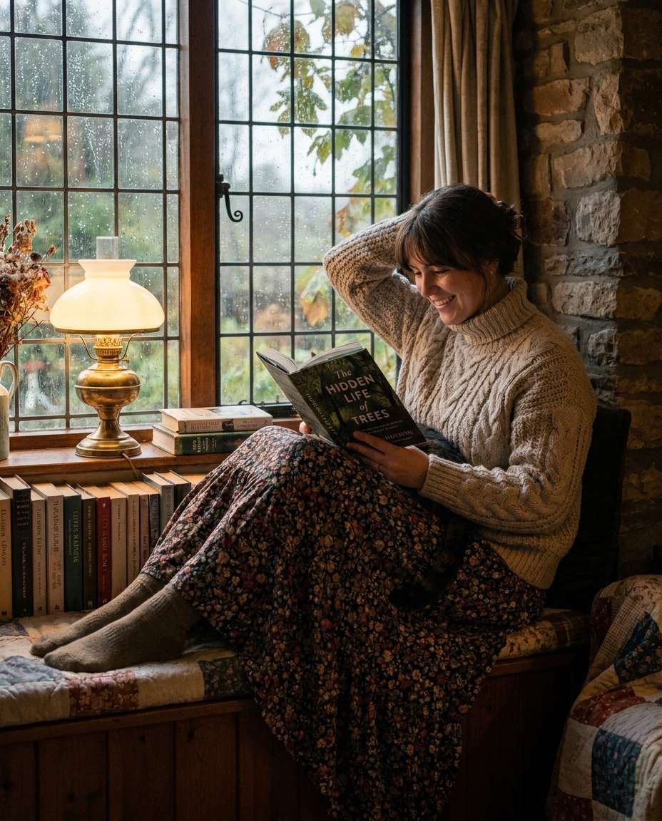 cottagecore reading corner photo