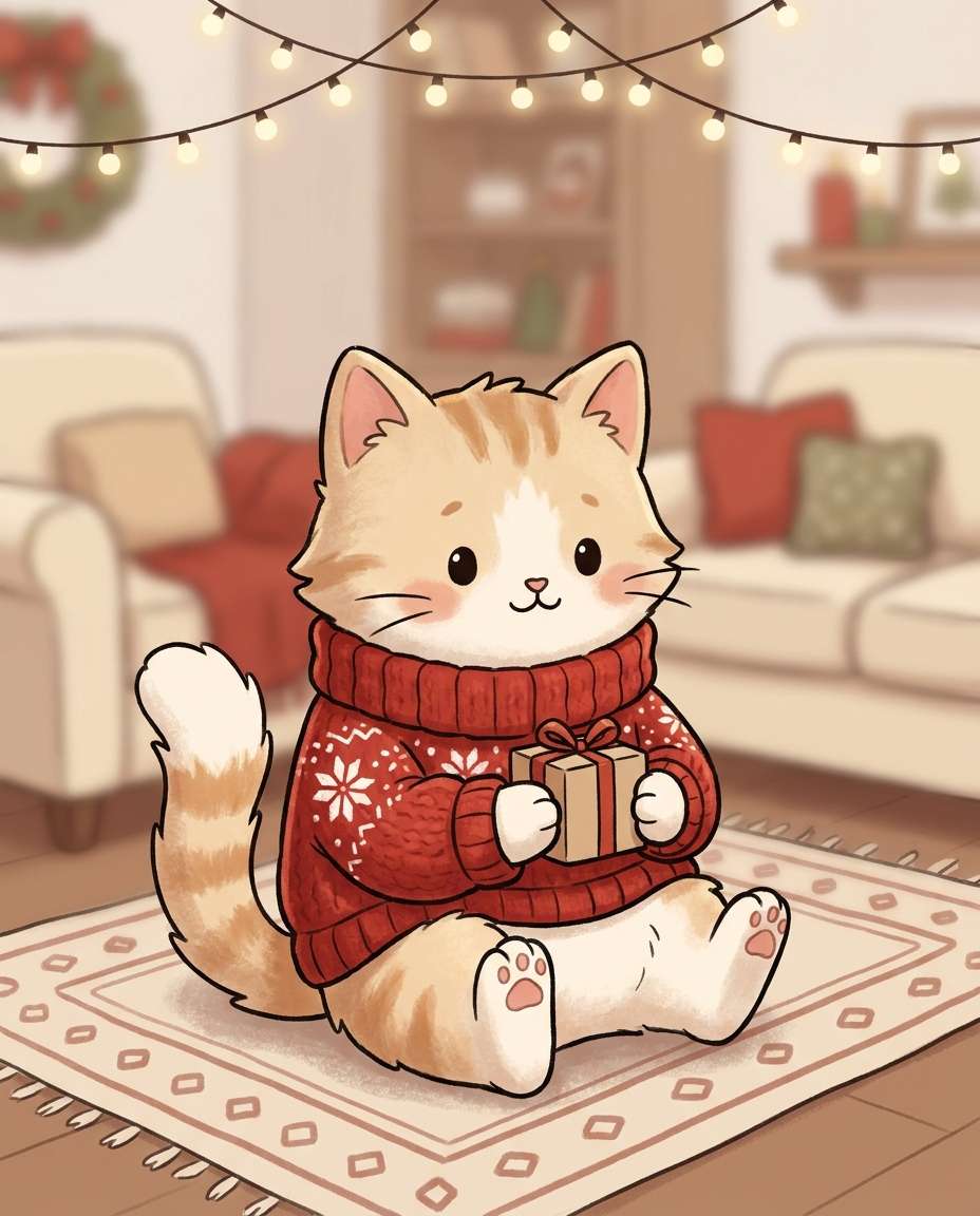 holiday sweater kitty photo