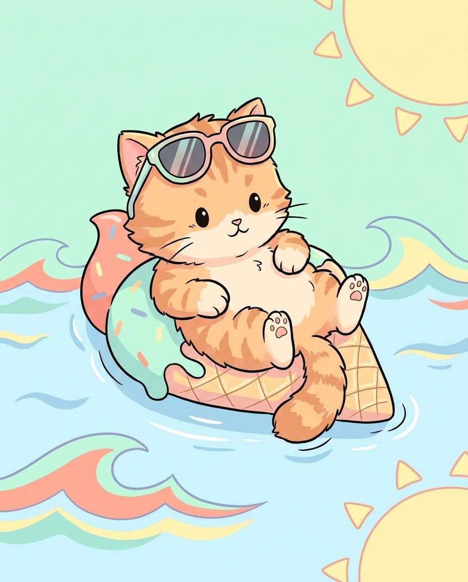 beach float kitty photo