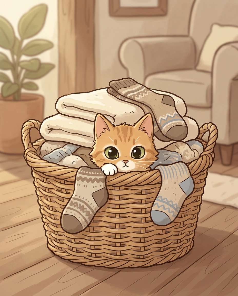laundry basket peek photo