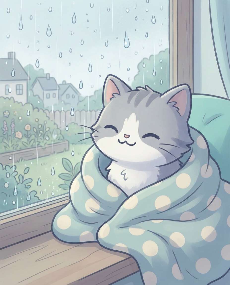 rainy window nap photo