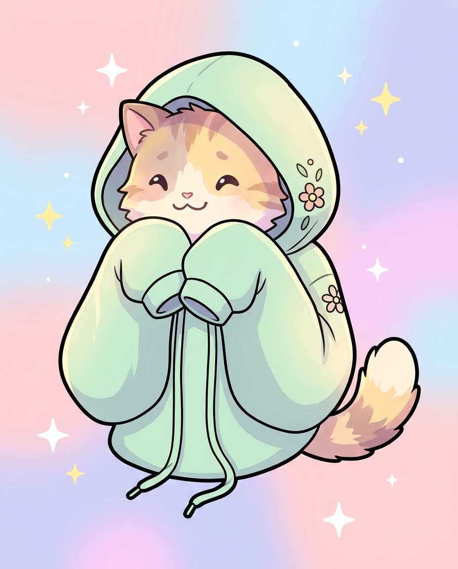 cozy hoodie kitty photo
