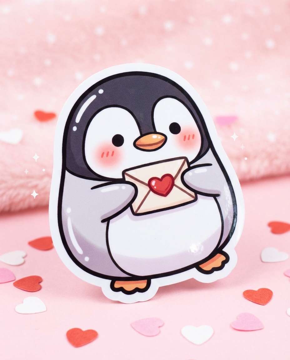 valentine penguin note photo