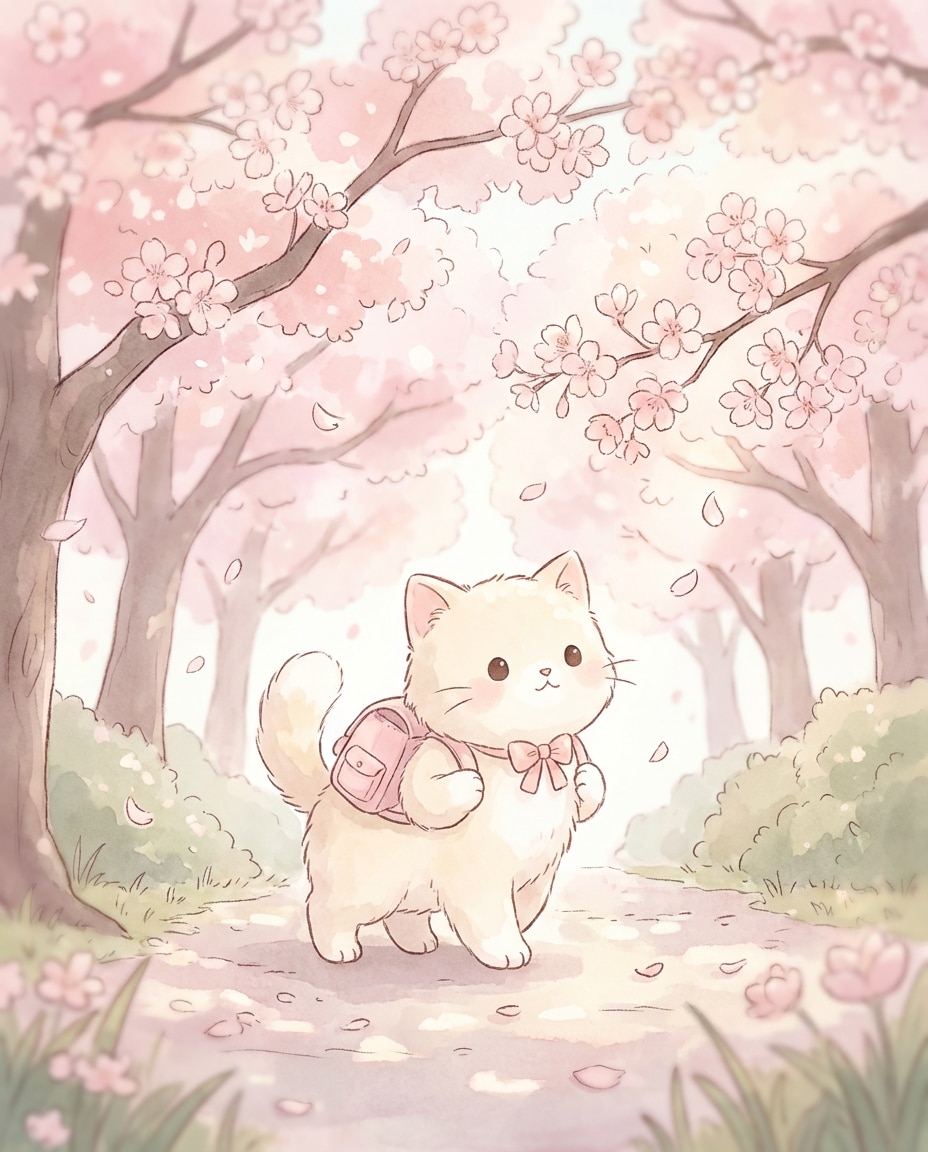 sakura cat stroll photo