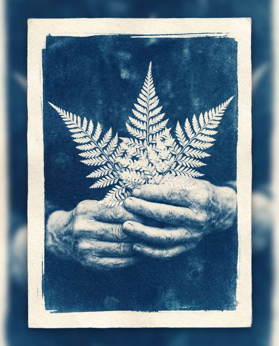 hands with ferns photo