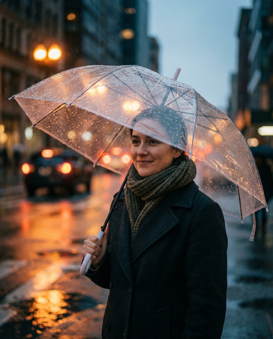 rainy umbrella street photo