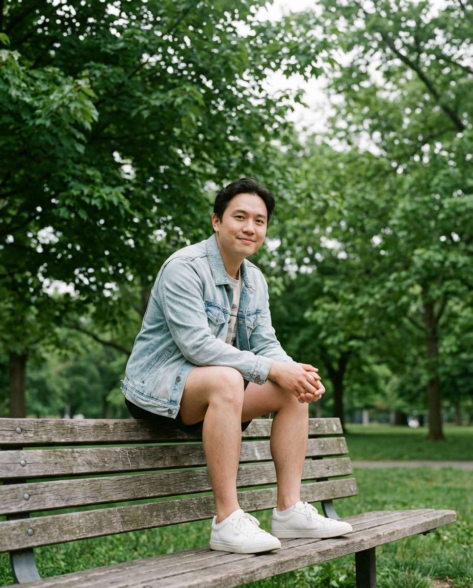 park bench smile photo