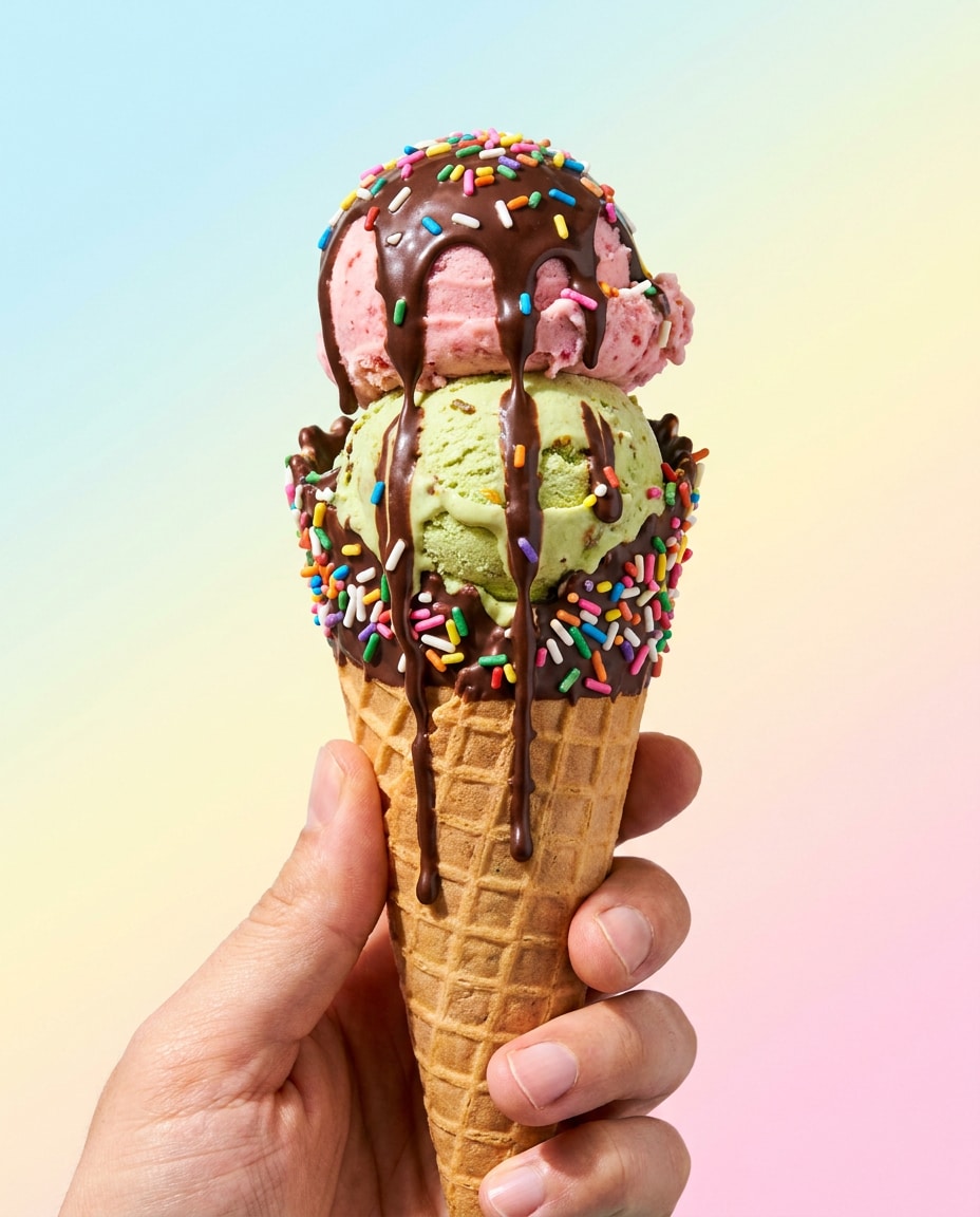 ice cream drip cone photo