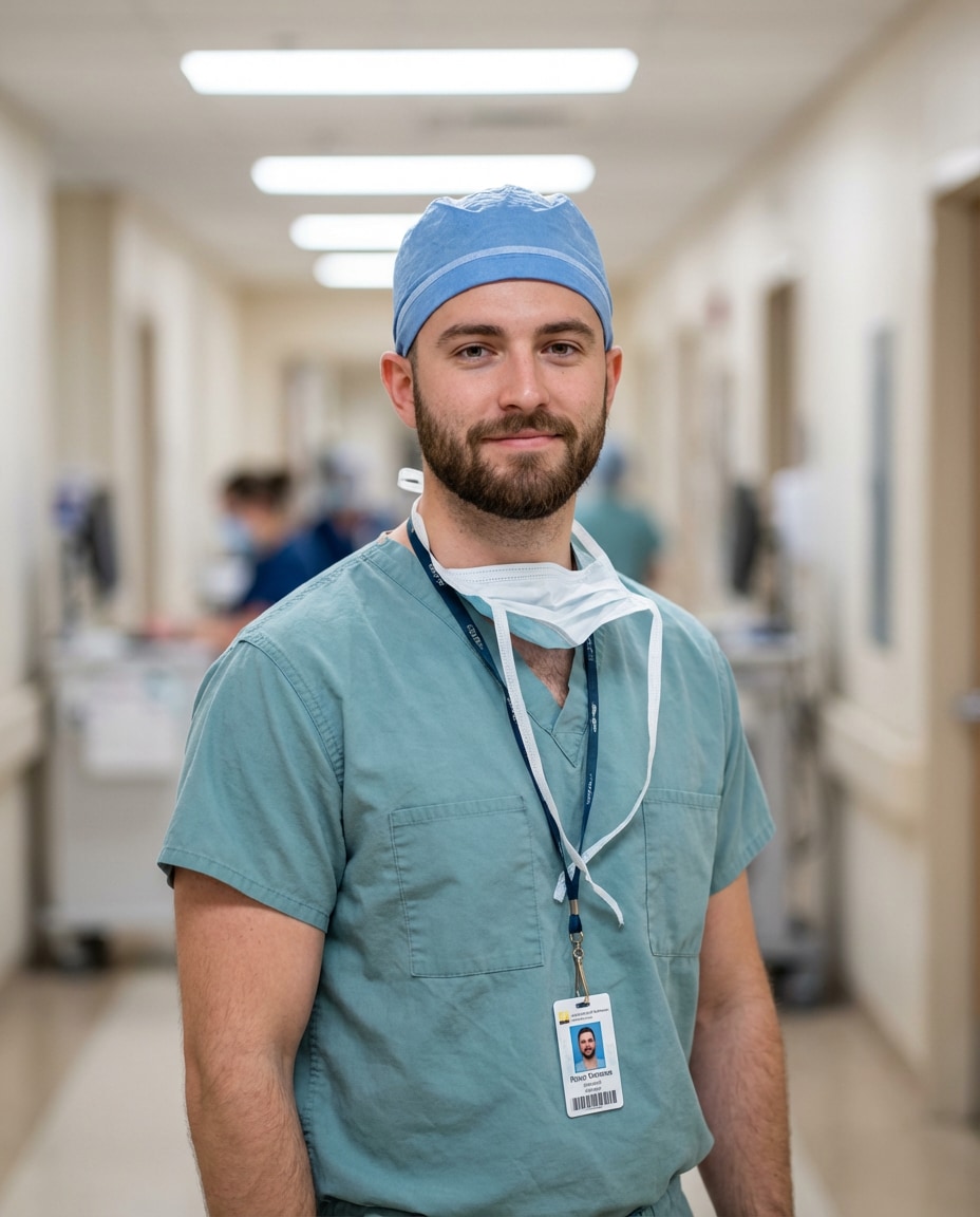 surgeon scrubs portrait photo