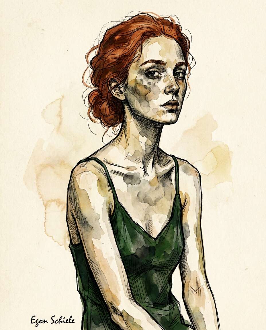red hair green dress photo