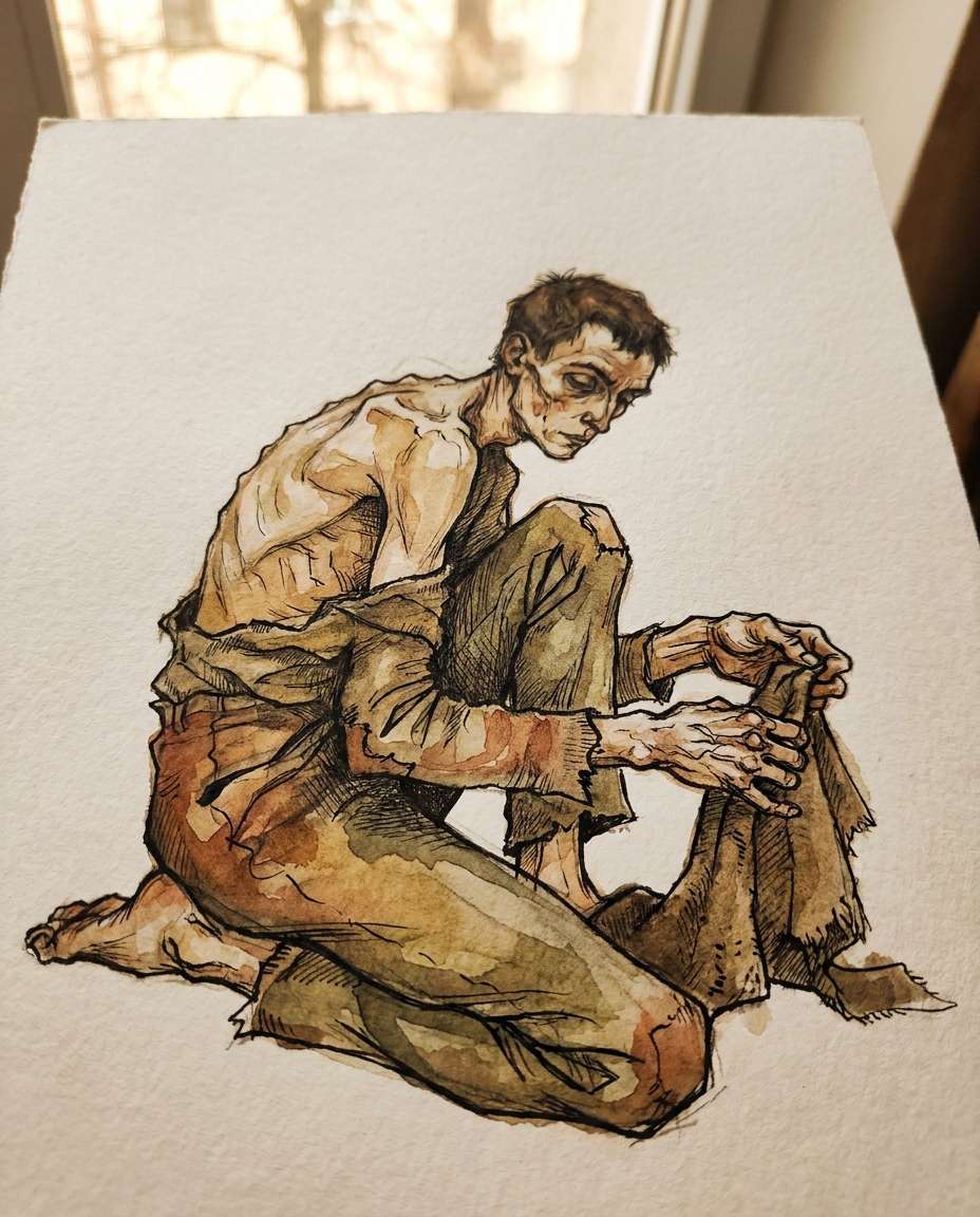 kneeling figure study photo