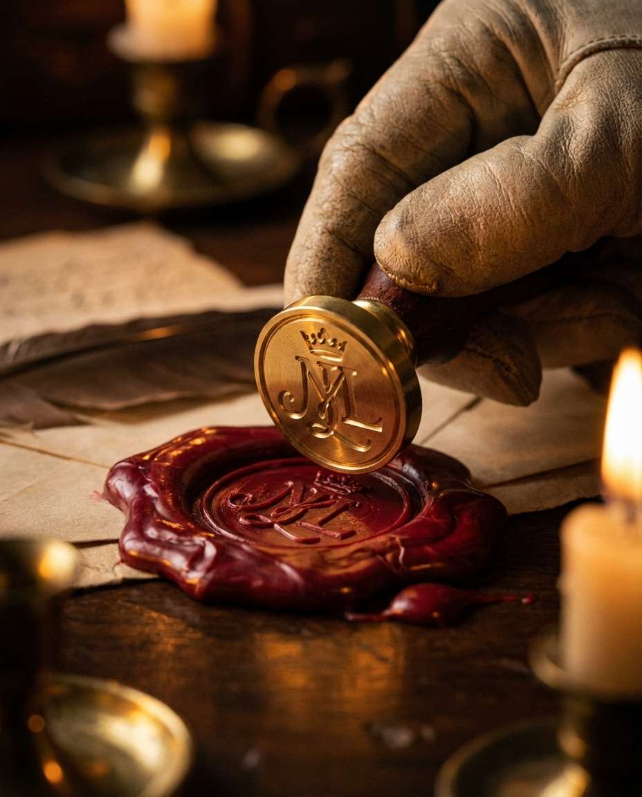 wax seal in hand photo