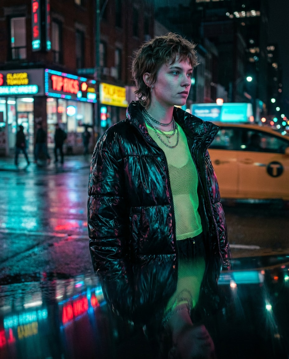 neon city night look photo