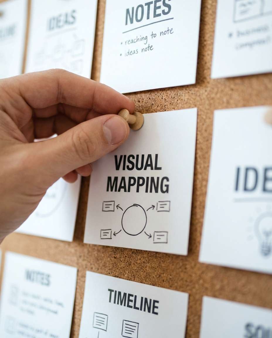 pinned study wall photo