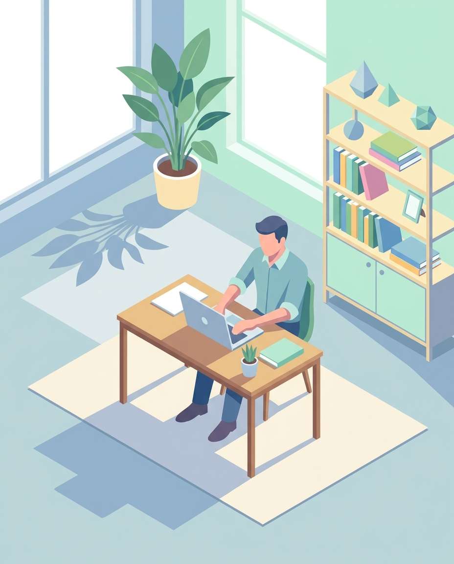 isometric home office photo