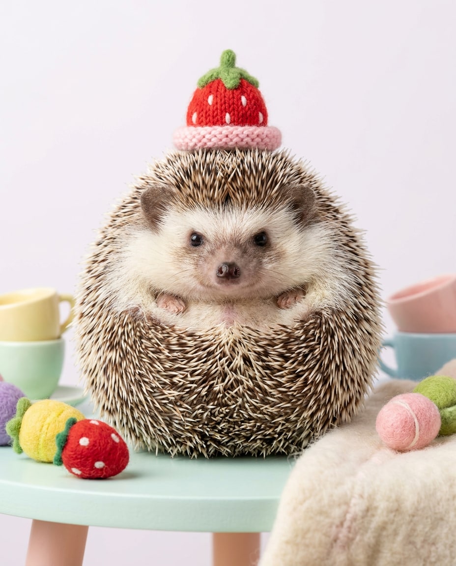 hedgehog strawberry hat photo