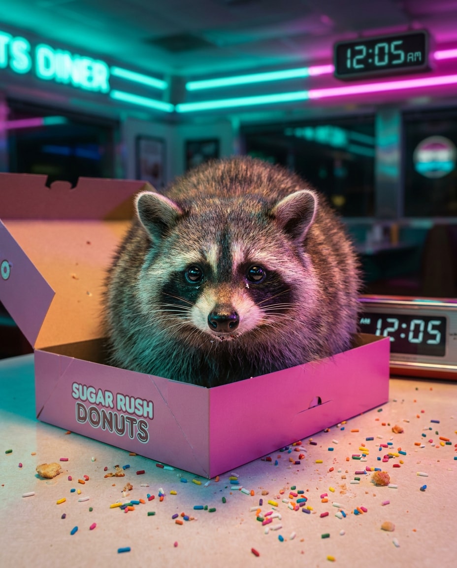 raccoon donut box photo