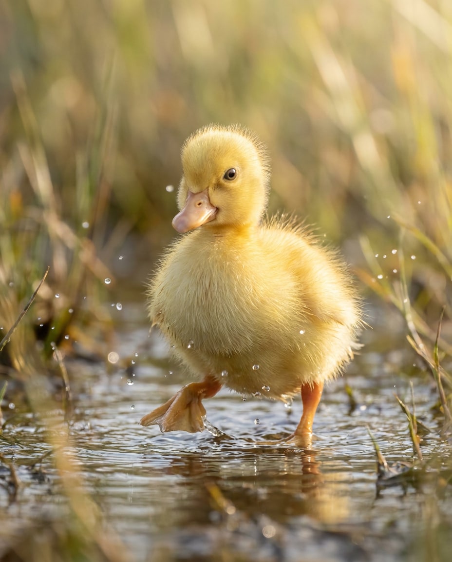 duckling puddle splash photo