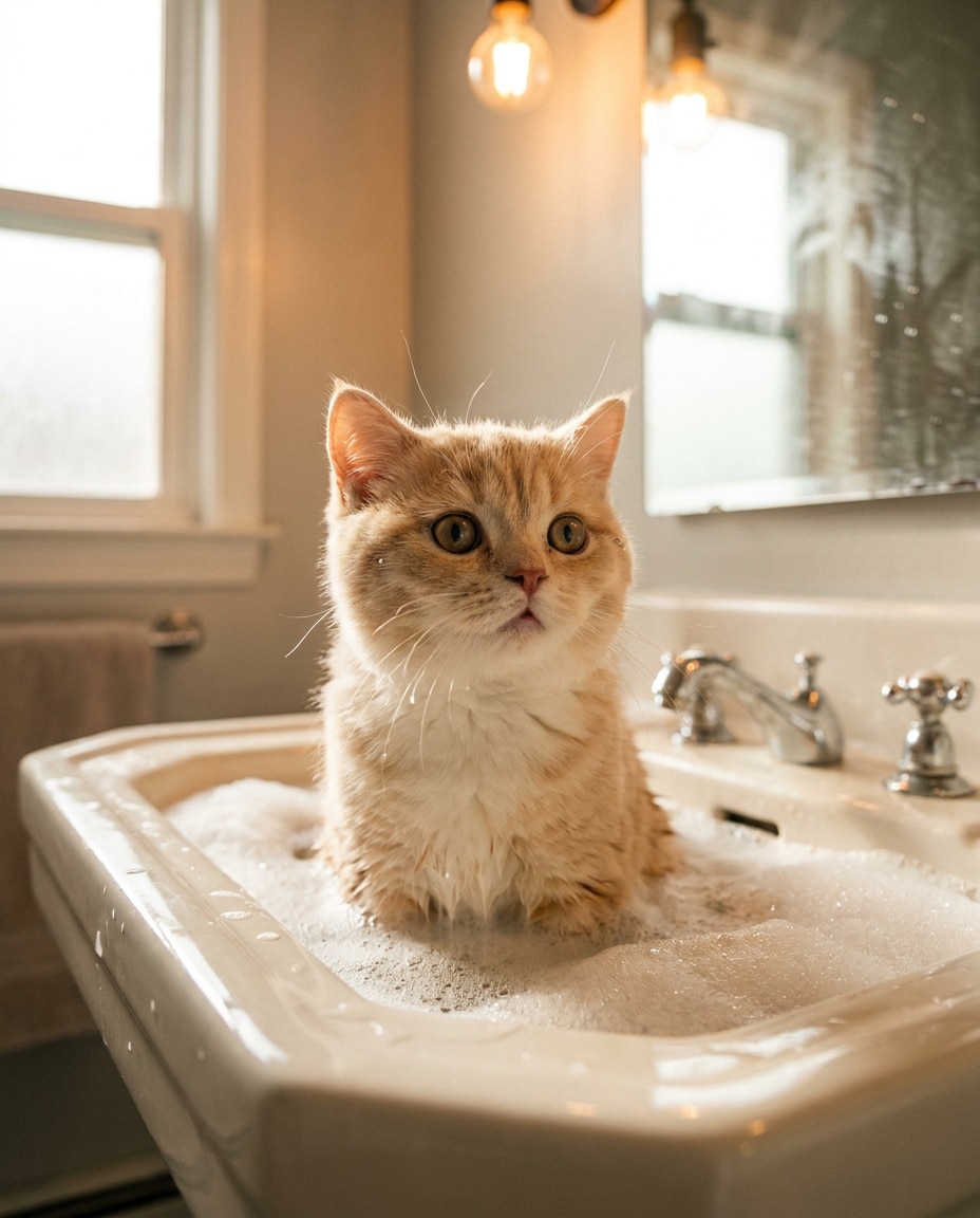 kitten bath bubbles photo