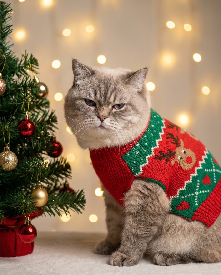 christmas sweater kitty photo