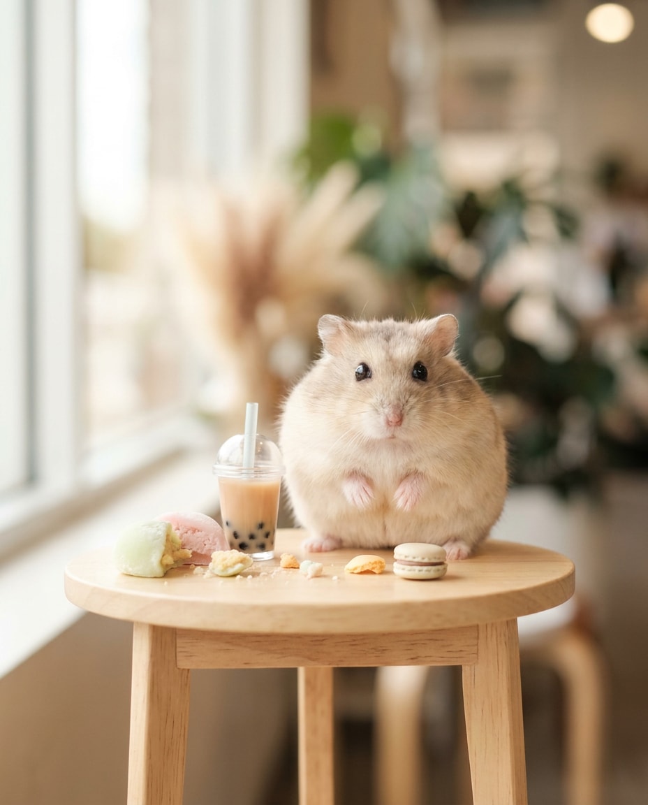 hamster bubble tea cafe photo