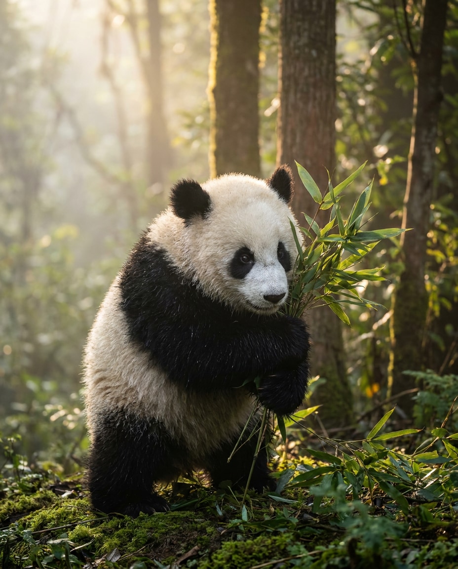 panda cub hug photo