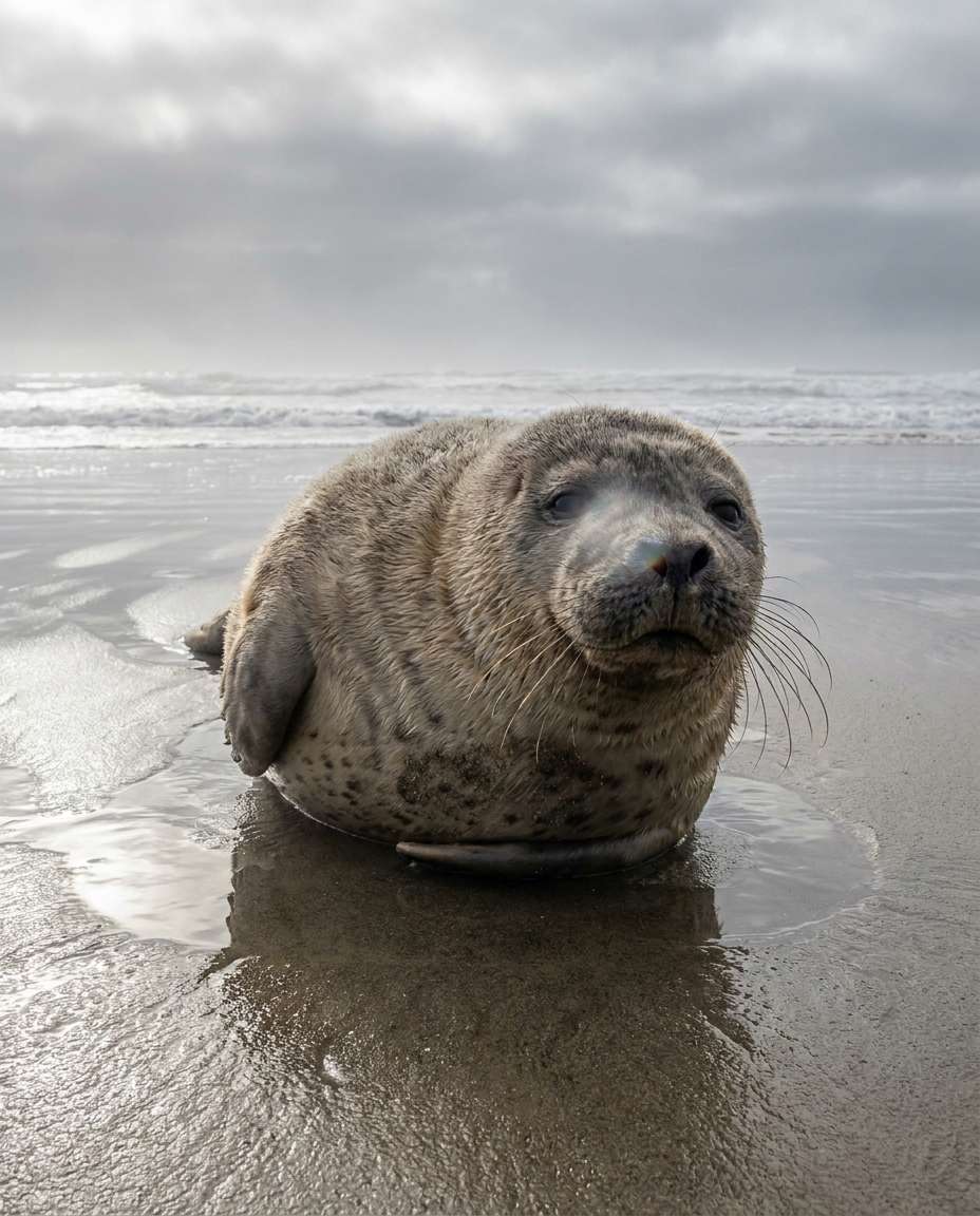 seal pup beach photo