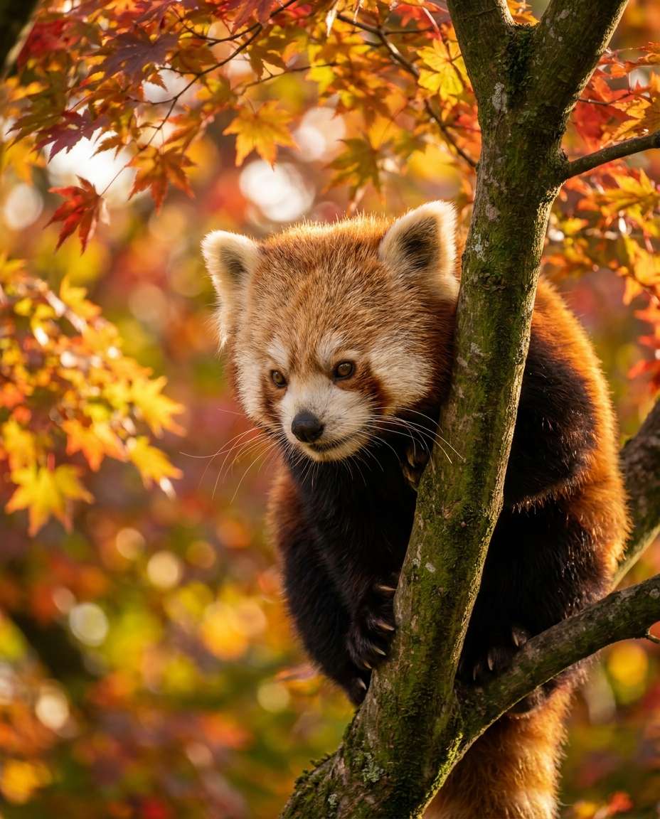 red panda leaves photo