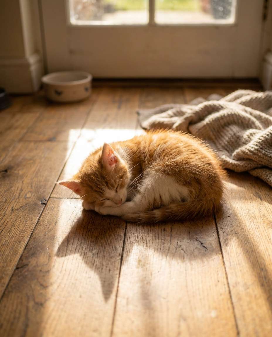 kitchen sunbeam nap photo