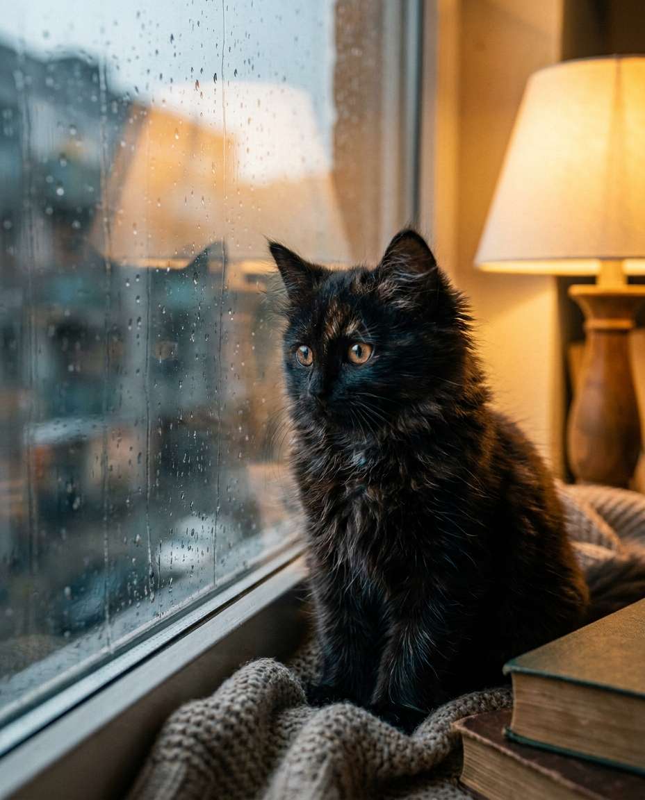 rainy day window mood photo