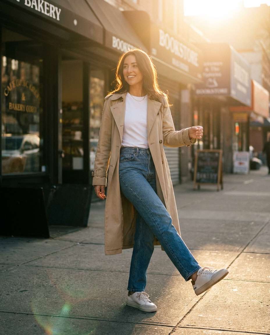 golden hour sidewalk photo
