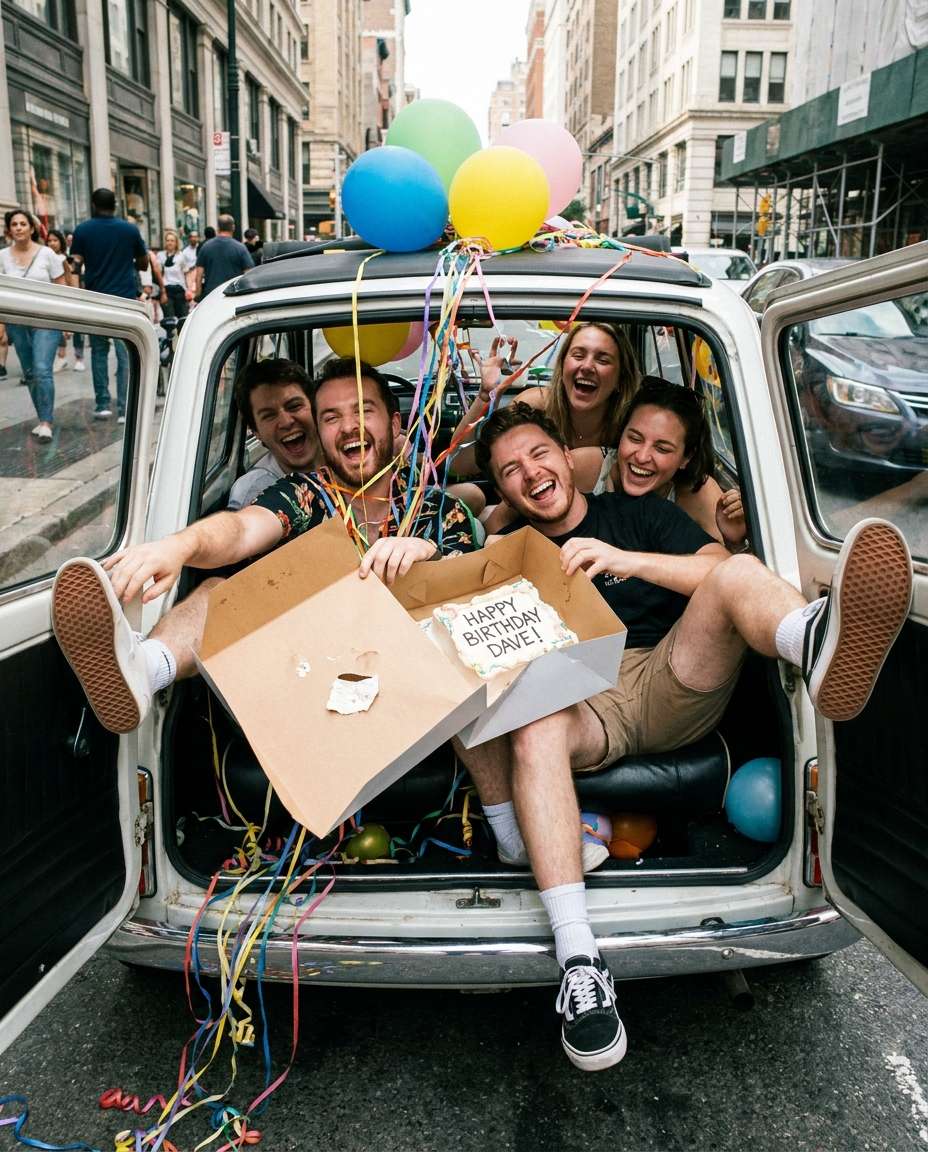clown car friends photo
