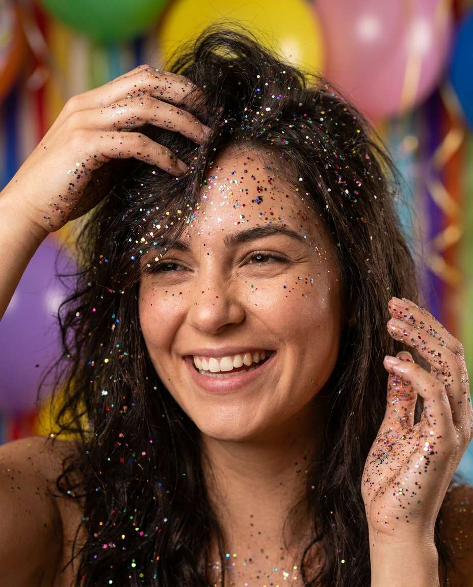 glitter explosion hair photo