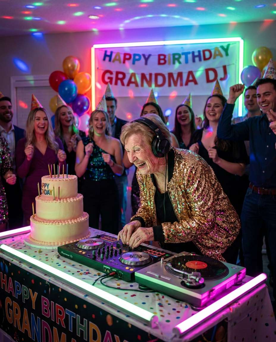dj grandma moment photo