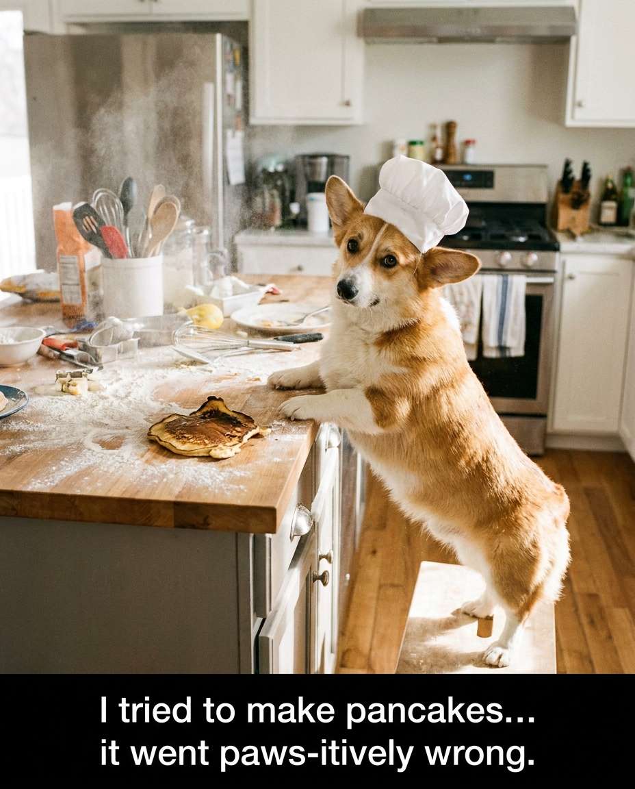 corgi chef disaster photo