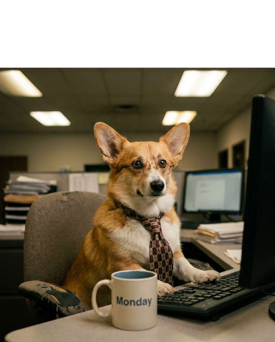 corgi office intern photo