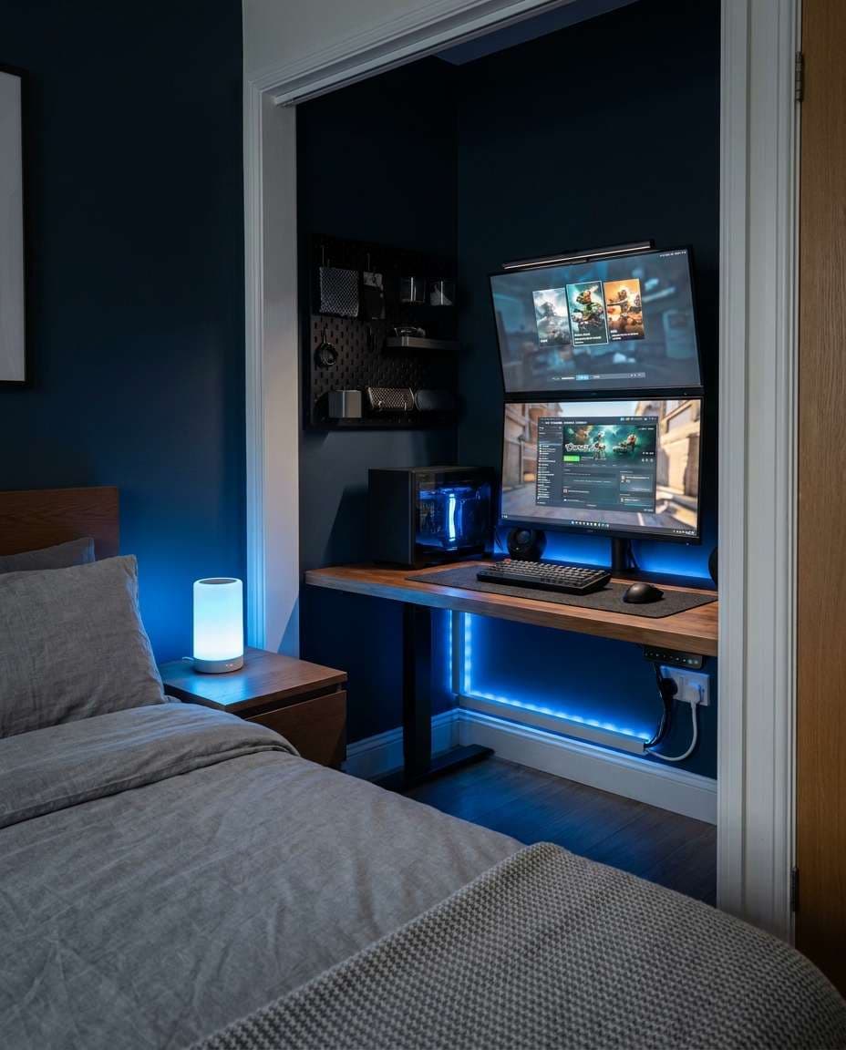 small bedroom battlestation photo