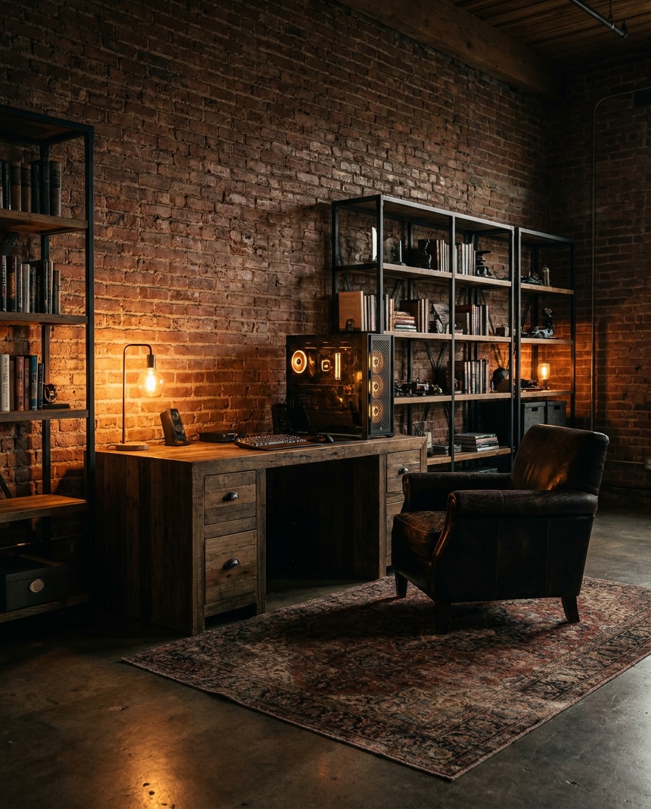 industrial loft gamer den photo
