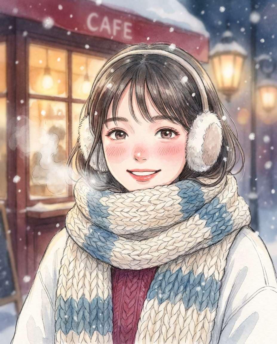 snowy scarf portrait photo