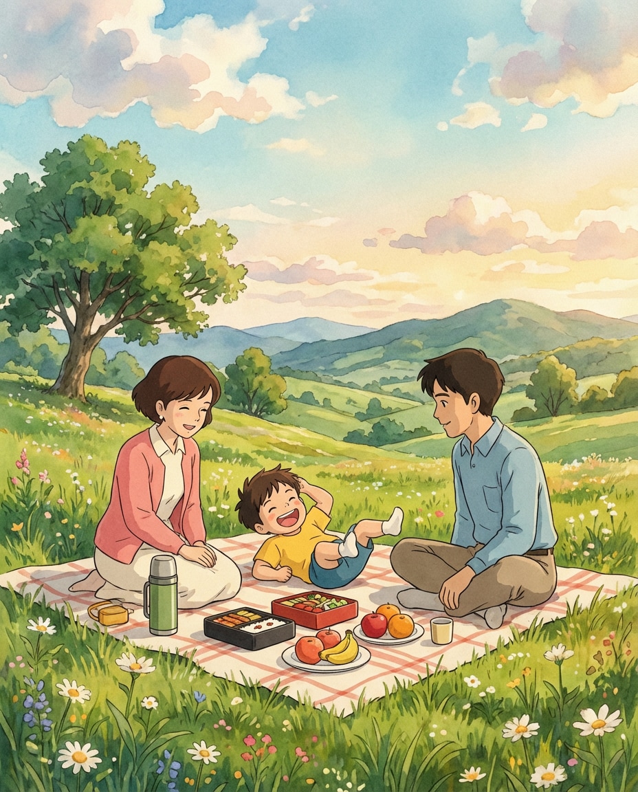 mountain picnic joy photo