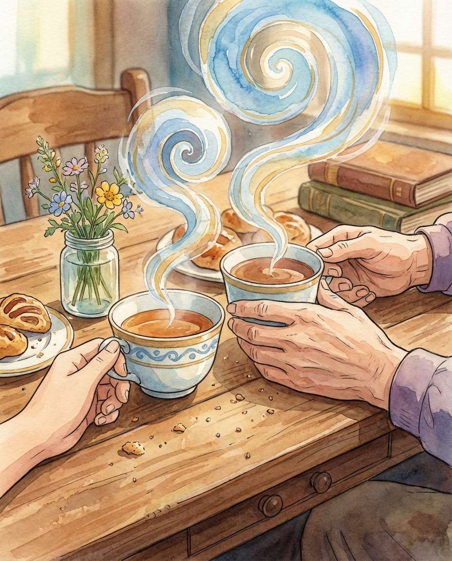 hands holding tea photo