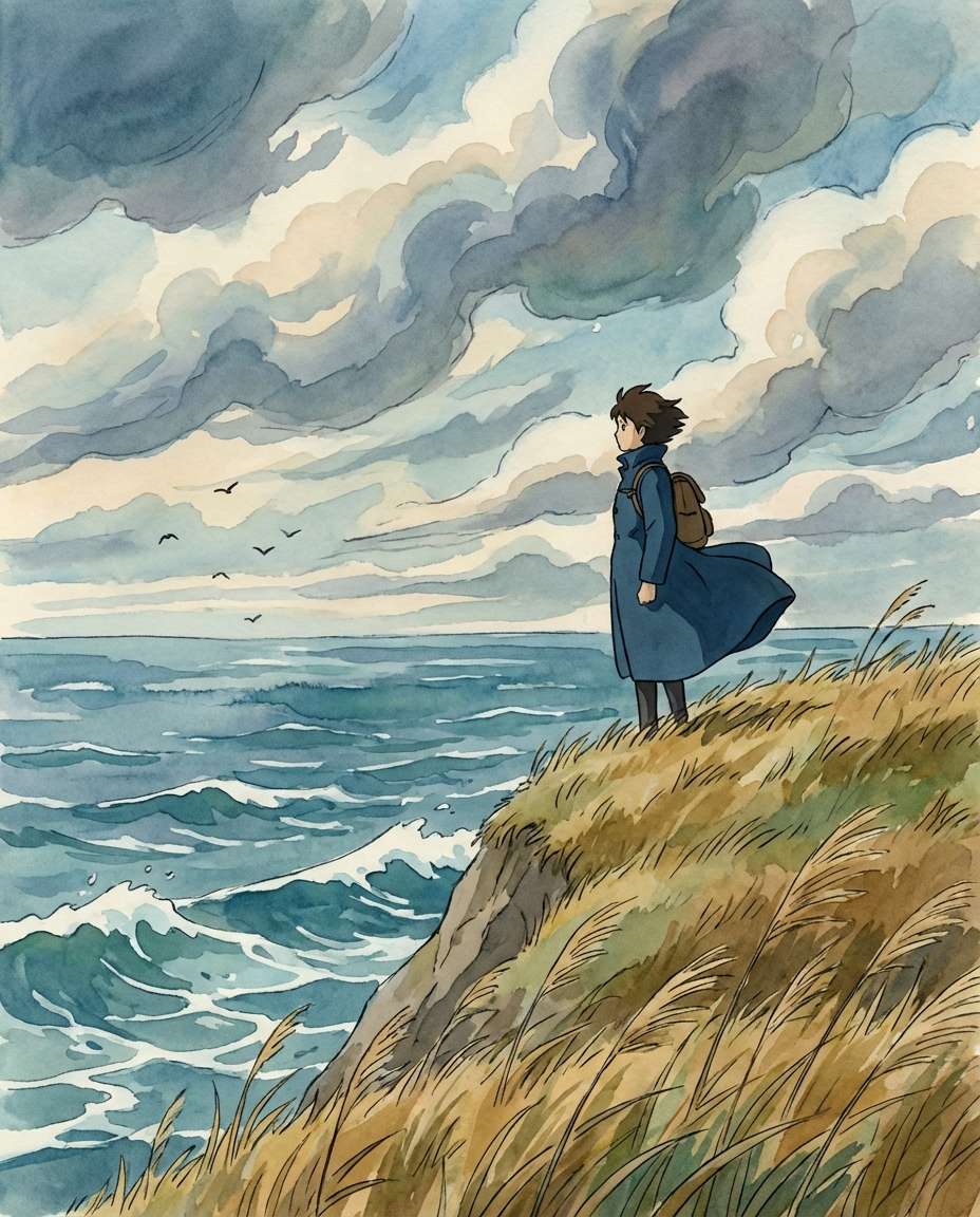 windy cliff silhouette photo