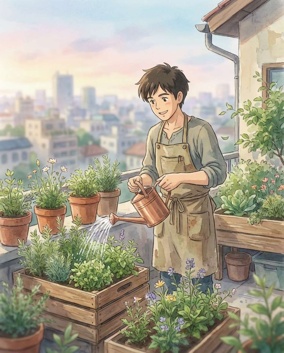 rooftop garden calm photo