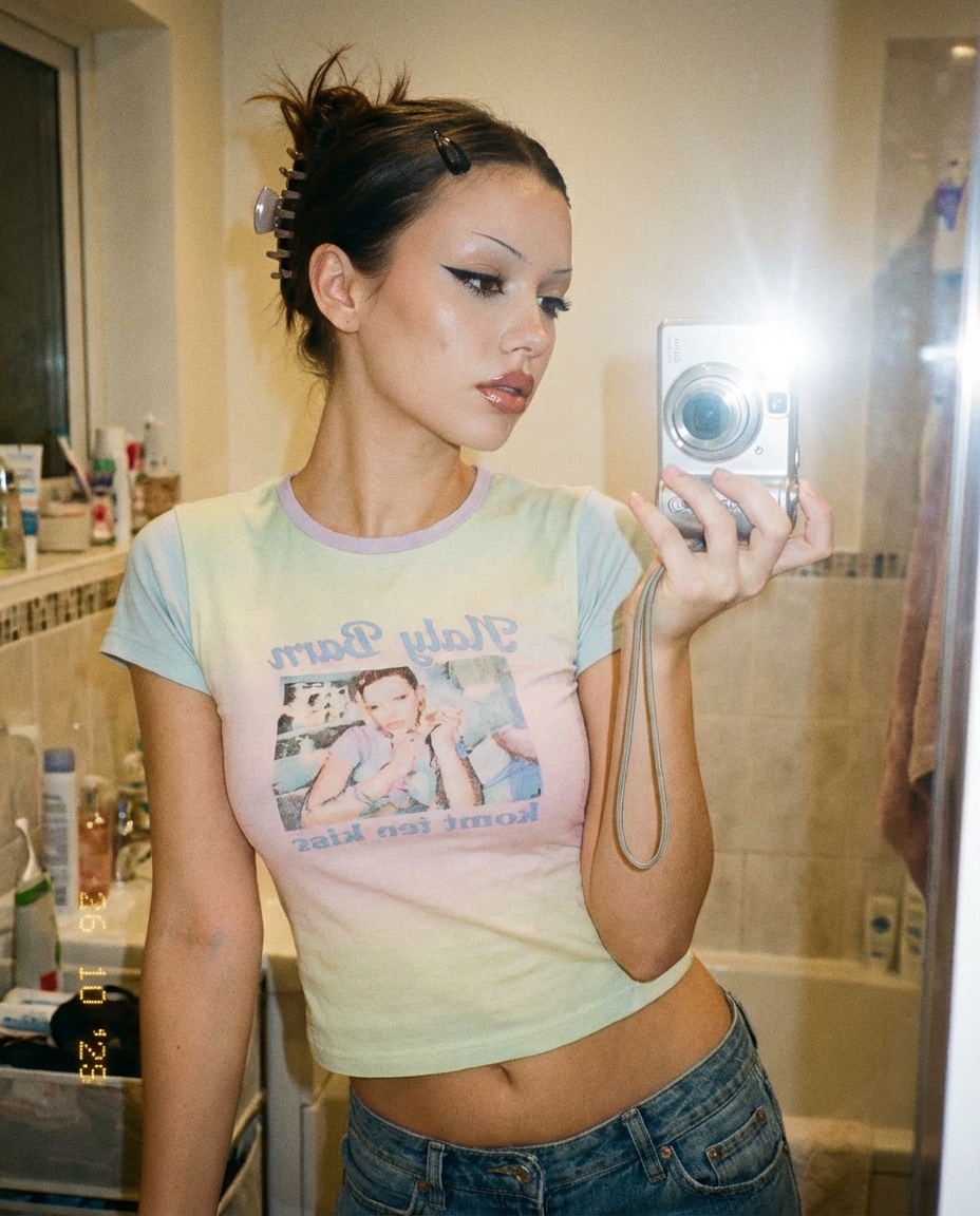 y2k flash selfie photo