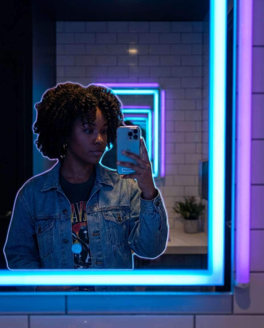 mirror glow selfie photo