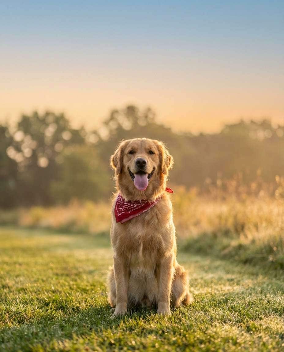 dog and sunrise park photo