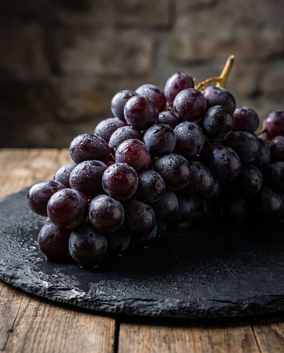 luxury grapes on slate photo