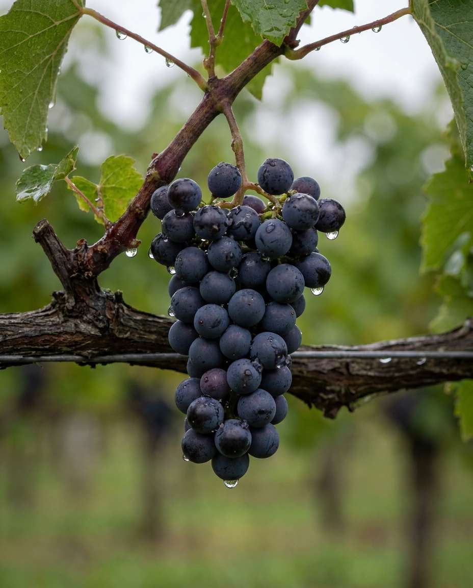 rainy vineyard closeup photo
